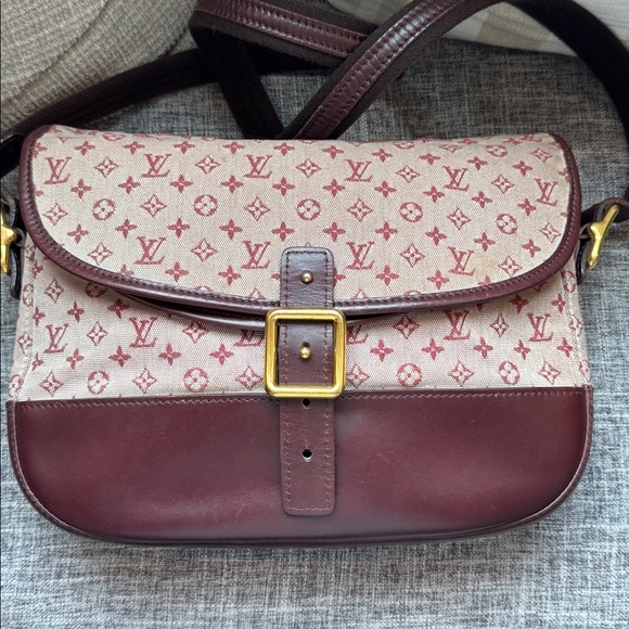 Louis Vuitton Burgundy and Beige Monogram Shoulder Bag